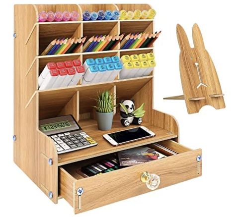 Phone Stand Diy, Diy Pen, Pen Organizer, Organizer Desk, Stationary Organization, Pencil Organizer, Pen Stand, Wooden Pencil, Pen Storage