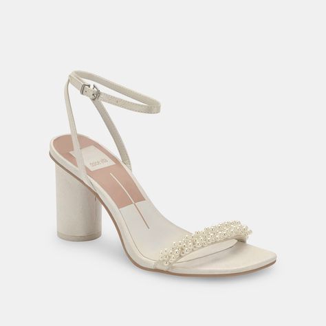 NORY Heels Vanilla Pearls | Women's Pearl Heels – Dolce Vita Pearl Heels, Dolce Vita Heels, Pearl Sandals, Wide Heels, Trending Sandals, Wedding Shoes Heels, Platform Heels Chunky, Wedding Heels, Bride Shoes