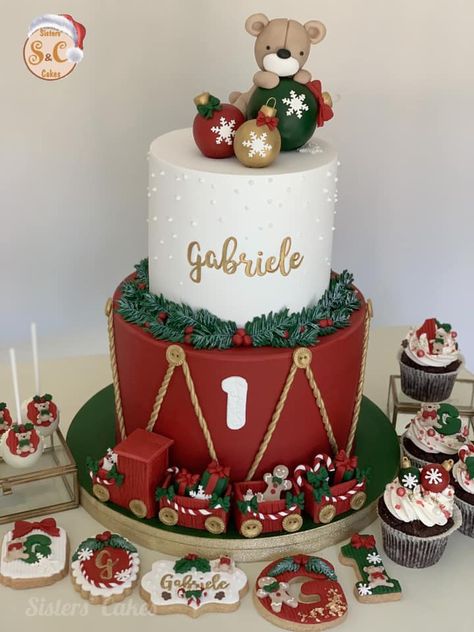 North Pole Cake, 1st Birthday Cake Christmas Theme, Christmas Birthday Party 1st Cake, 1st Birthday Christmas Cake, First Birthday Cake Christmas, Christmas 1st Birthday Cake, Christmas Birthday Cakes For Boys, First Birthday Christmas Cake, Christmas First Birthday Cake