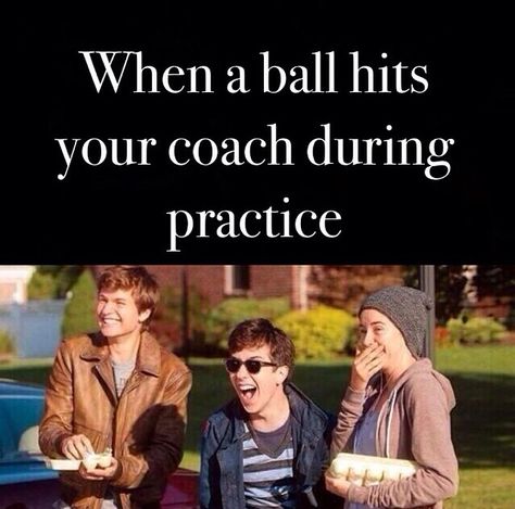 Especially when you're the one who hit the coach! You try not to, but everyone laughs! Soccer Humor, Volleyball Jokes, Softball Memes, Sports Joke, Soccer Jokes, Softball Funny, Volleyball Memes, Softball Quotes, Volleyball Humor