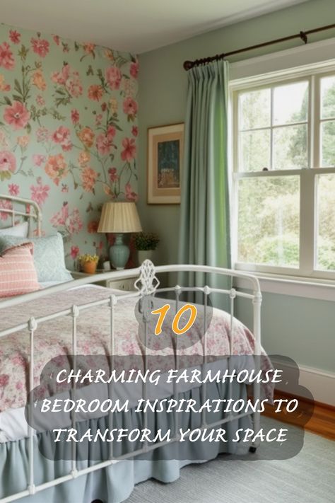 Discover the beauty of farmhouse style with these 10 charming bedroom inspirations. From soft floral wallpapers to cozy bedding, I’m excited to share how you can transform your space into a serene retreat. Let nature-inspired colors and vintage decor elements bring warmth and comfort to your home. Farmhouse Bedroom Inspirations, Charming Bedroom, Farmhouse Bedroom Design, Japandi Dining Room, Vintage Farmhouse Bedroom, Organic Modern Kitchen, Farmhouse Bedroom Ideas, Floral Wallpapers, Modern Farmhouse Living