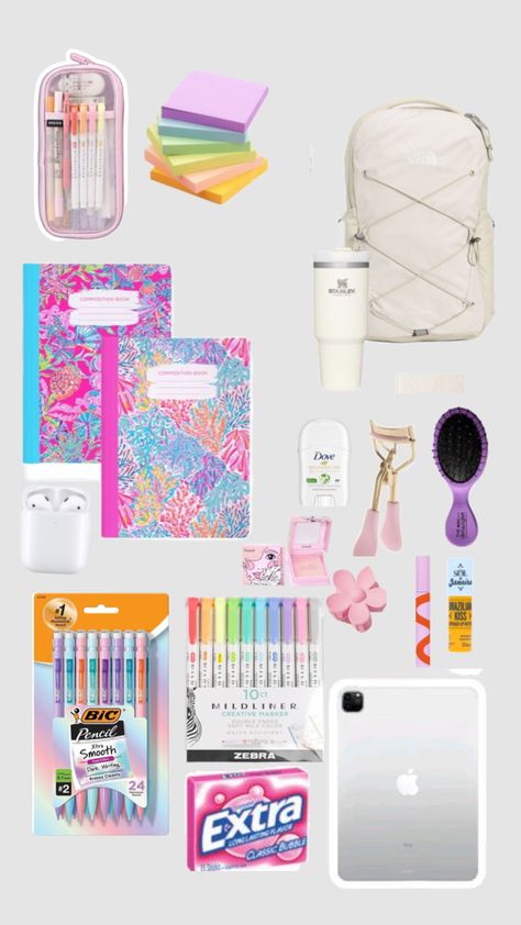 BACK TO SCHOOL IDEA Back To School Shopping 2024, Stuff For School Ideas, Cute School Organization Ideas, Cute School Things, Back To School Basket For Teens, Back To School Essentials Middle School, Ideas For School, Senior Backpack Ideas, Back To School 2024