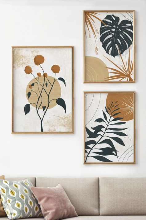 Mid Century Modern | Modern Wall Art | Botanical Print Set | Boho Wall Decor | Boho Wall Art | 3 Piece Wall Art | Wall Prints Set of 3 | Tropical Monstera Print | Gallery Wall Art Set | Tropical Wall Art | Abstract Wall Art | Living Room Wall Art | Botanical Wall Art Abstract Framed Wall Art, Matching Wall Art, Abstract Wall Art Living Room, Monstera Print, Boho Gallery Wall, Print Gallery Wall, Boho Painting, Mid Century Modern Wall Art, Wall Art Botanical