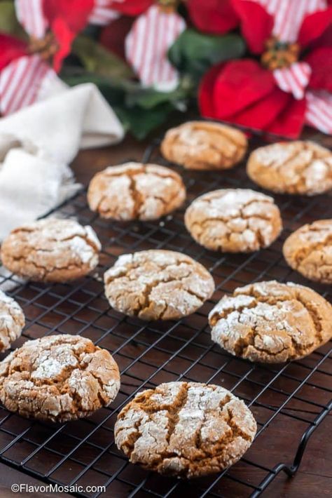 Molasses Crinkles Recipe, Molasses Crinkles, Molasses Crinkle Cookies, Mexican Wedding Cookies Recipes, Crinkles Recipe, Molasses Recipes, Cookie Deserts, Crinkle Cookies Recipe, Classic Peanut Butter Cookies