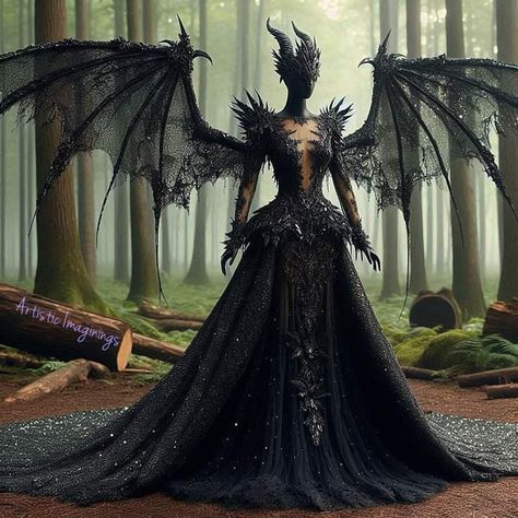 Dragon Elf, Villain Dresses, Fairy Ball, Goth Wedding Dresses, Dragon Dress, Fair Outfits, Queen Aesthetic, Fairytale Fashion, Goth Wedding