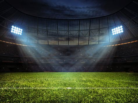 Soccer football stadium with spotlights | Premium Photo #Freepik #photo Football Stadium Wallpaper, Stadium Of Light, Young Football Players, Stadium Wallpaper, Football Background, Football Trainer, Cloth Backdrop, Blurred Lights, Stadium Lighting