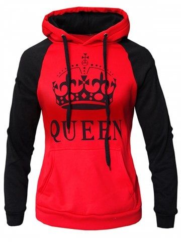 Hooded Couple Hoodies Sweater Fashion Pattern - RUBY RED - 2XL Couples Sweatshirts Hoodie, Cartoon Crown, Couples Matching Sweaters, King And Queen Sweatshirts, Matching Hoodies For Couples, Clothes Hoodie, Couple Clothes, Couples Sweaters, Couples Sweatshirts