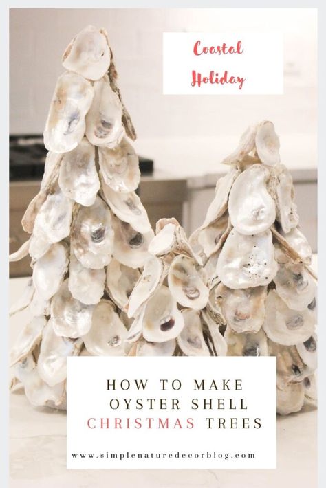 Oyster Shell Christmas Tree Tutorial In 4 easy steps. How To Make Oyster Shell Christmas Tree, Oyster Christmas Tree Diy, Oyster Tree Diy, Oyster Shell Christmas Trees, Shell Christmas Wreath, Oyster Shell Paintings On Canvas, Clam Shell Christmas Tree, What To Make With Oyster Shells, Oyster Shell Projects