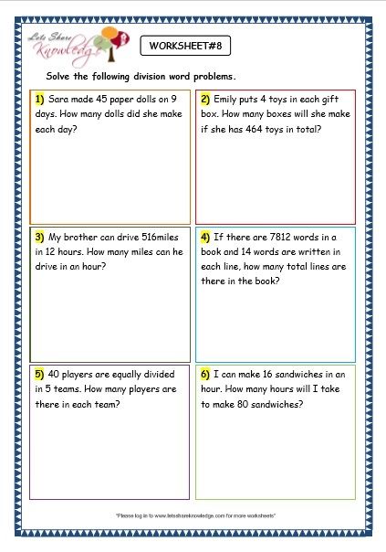 Grade 3 Maths Worksheets: Division (6.9 Division Word Problems) Division Word Problems Grade 2, Division Word Problems 3rd Grade, Division Worksheets Grade 3, Consonants Worksheets, 3rd Grade Division, Word Problems 3rd Grade, 3rd Grade Worksheets, Math Division Worksheets, Division Problems