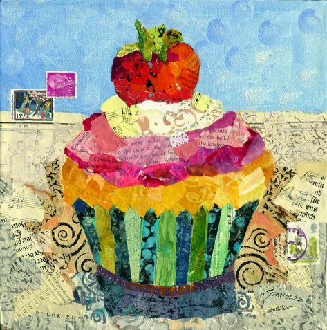 Nancy Standlee - collage/painting/texture Torn Paper Collage, Cinderella Cupcakes, Watercolor Workshop, Cupcake Art, Collage Art Projects, Paper Collage Art, Torn Paper, Collage Artists, Collage Paper