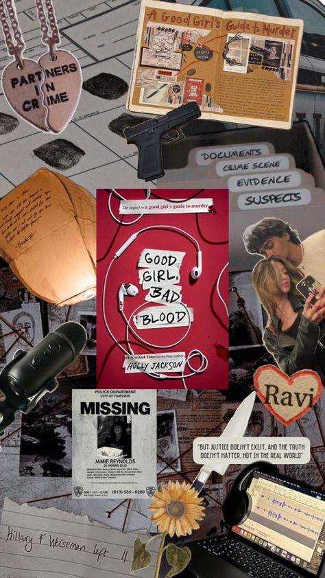 Pip, ravi, Connor, Jamie, podcast, good girls guide to murder, Layla, mystery, book art Good Girl Bad Blood Book, Pip Ravi, Good Girl Bad Blood, Jackson Aesthetic, Blood Wallpaper, Holly Jackson, Book Reading Journal, Inspirational Books To Read, Science Fair Projects