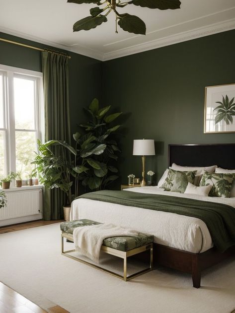 Green Room Ideas Bedroom, Green Bedroom Walls, Green Bedroom Design, Green Bedroom Decor, Sage Green Bedroom, Bed Design Modern, Gold Bedroom, Green Walls, Bedroom Green