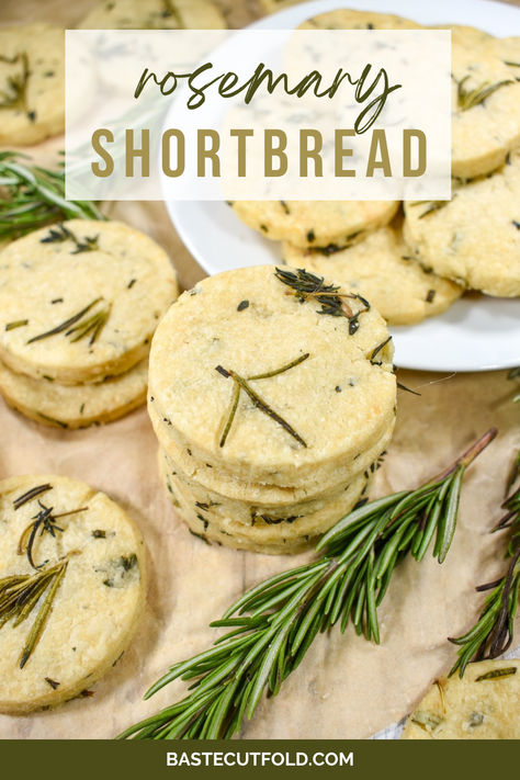 Made with fresh herbs and Parmesan, these rosemary shortbread cookies offer a savory spin on traditional shortbread. Rosemary Parmesan Shortbread, Salted Rosemary Shortbread Cookies, Rosemary Shortbread Cookies Recipe, Herbal Cookies, Herbed Biscuits, Sourdough Shortbread, Rosemary Cookies, Savory Shortbread, Rosemary Shortbread Cookies