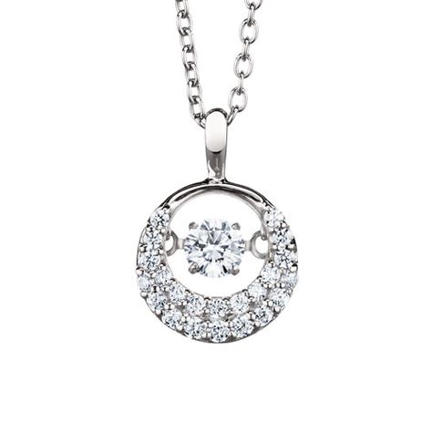 This circle diamond pendant is part of the Diamond Dancer collection, a line of moving diamond jewelry. The .15ct center stone is set away from the skin so it constantly shimmy and shakes, dancing with the wearer's slightest movement. The pendant is 14kt white gold with .33cttw diamond on an 18" diamond cut cable chain. Dancing Diamond, Circle Diamond, Gold Halo, Loose Stones, Jewelry Wholesale, Jewelry Manufacturers, Jewelry Companies, Wholesale Jewelry, Halo Diamond