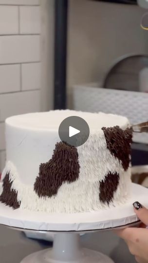 How To Make A Cow Print Cake, Long Horn Cow Cake, Cow Shag Cake, Fair Cake Decorating Ideas, Western Cake Designs, Horse Sheet Cake, Brown Cow Print Cake, 4-h Cake Decorating Ideas, Brown Cow Cake