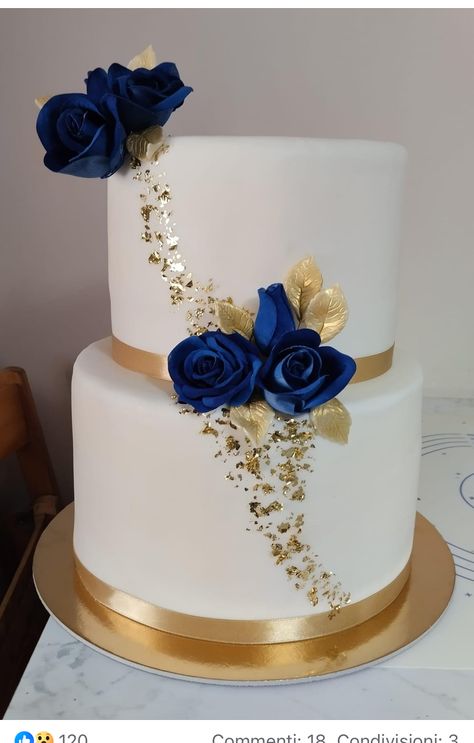 Gold And Blue Wedding Cake, Wedding Cakes Blue And Gold, Gold And Navy Wedding Cake, Navy Blue And Gold Cake For Men, Blue Theme Wedding Cake, Blue White And Gold Cake, Navy Blue And Gold Wedding Cake, Dark Blue And Gold Wedding Cake, Blue Gold Wedding Cake