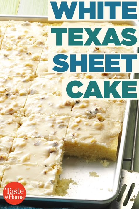 White Sheet Cakes, White Texas Sheet Cake, Texas Sheet Cake Recipe, Texas Sheet, Texas Sheet Cake, Chocolate Sheet Cake, Sheet Cake Recipes, Wedding Dessert, Almond Flavor