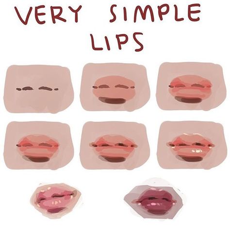 Lips Step By Step, الفن الرقمي, 얼굴 그리기, Digital Art Beginner, Lips Drawing, Digital Painting Tutorials, Drawing Lessons, Anatomy Art, Art Tutorials Drawing