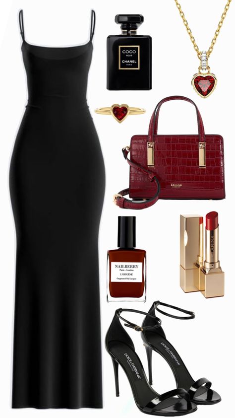 Black And Red Outfit Classy, Casino Night Outfit, Black Red Outfit, Red And Black Outfits, Model Outfit, Outfit Inspo Casual, Future Outfit, Casino Night, Glamorous Style