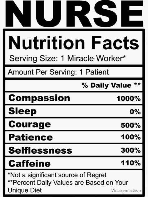 "Nurse Nutrition Facts, Nurse Gift, Cute Gift For Nurse" Sticker by Vintagemashup | Redbubble Nurse Nutrition Facts Svg, Nursing Graphic Design, Nutrition Facts Design Cute, Nursing Stickers Free Printable, Nutrition Student Aesthetic, Starbucks Png, Nurse Nutrition Facts, Nursing Stickers, Nutrition Facts Design