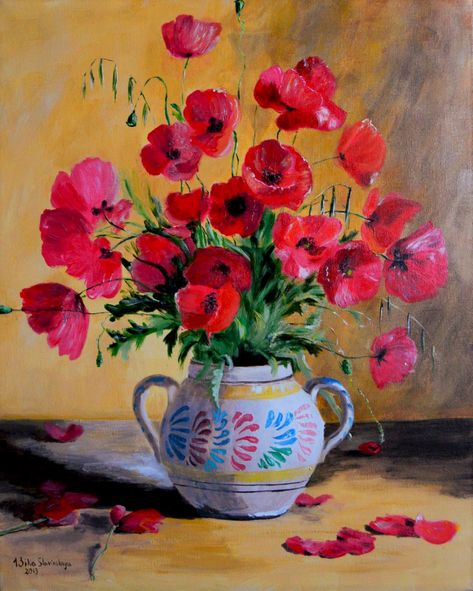 Red Poppies Painting Still Life Painting on Canvas Kitchen Decor Floral Wall Art Poppy Bouquet Hand Acrylic Painted 20x16" Red Poppies Painting, Poppy Flower Bouquet, Red Poppy Painting, Poppy Flower Painting, Poppies Flower, Poppies Painting, Poppy Bouquet, Paintings Oil, Tulip Painting