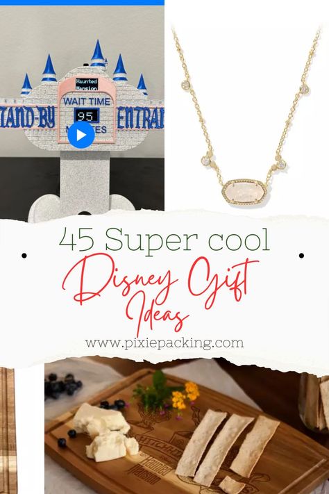 45 Super Cool Disney gifts standby wait time sign haunted mansion cutting board and Kendra Scott mickey necklace Disney Trip Planner, Disney Trip Reveal, Disney Gifts For Adults, Disney Road Trip, Disney Trip Surprise, Cool Disney, Disney Trip Outfits, Secret To Happiness, Gifts For Disney Lovers