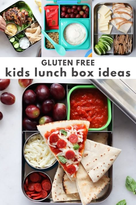 Gluten Free Kids Lunch, Gluten Free Lunch Box Ideas, Gluten Free School Lunches, Gluten Free Lunches, Gf Lunch, Healthy Lunch Box Ideas, Bento Meals, Gluten Free Pita, Lunch Box Ideas For Kids