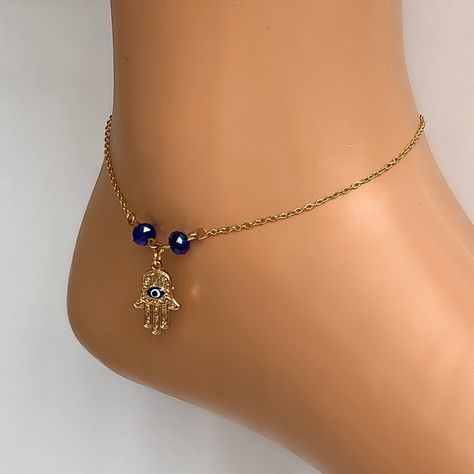 Hamsa Hand Evil Eye Bracelet, Turkish Glass Evil Eye Bracelet Gold Metal, Affordable Adjustable Hand-strung Evil Eye Bracelet, Hand Evil Eye, Evil Eye Hamsa, Hamsa Hand Jewelry, Antique Silver Necklace, Tiny Necklace, Hamsa Jewelry