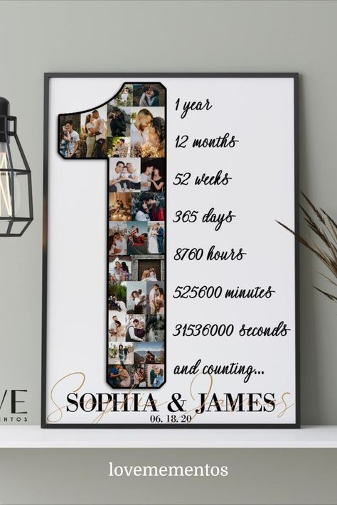 first anniversary gift husband boyfriend Anniversary Gifts For Him Boyfriends, 1st Anniversary Gifts For Him, Anniversary Photo Collage, 1 Year Anniversary Gift, Cute Anniversary Gifts, Marriage Anniversary Gifts, 1st Wedding Anniversary Gift, Anniversary Boyfriend, Diy Anniversary Gift