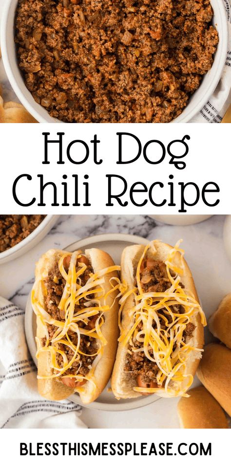 Hot Dog Chili Hot Dog Chili Recipes, Best Hot Dog Chili, Best Hot Dog Chili Recipe, Hot Dog Chili Sauce Recipe, Hot Dog Chili Recipe, Homemade Hot Dog Chili, Chili Dog Chili Recipe, Cookout Dishes, Hotdog Chili Recipe