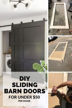 Diy Sliding Laundry Room Door, Bi Fold Door To Barn Door, Sliding Door On Pantry, Closet Doors Diy Bedroom, Diy Sliding Closet Doors How To Build, Diy Farmhouse Sliding Door, Barn Doors Sliding Laundry, Door Ideas For Laundry Closet, Diy Room Door Ideas