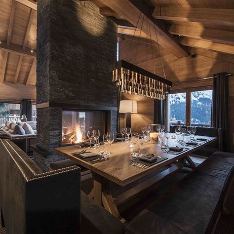 Chalet Le Grenier | Meribel        #superiorluxury #luxurychalets #chalet #luxuryskiholiday #interiors #instainteriors #travelwell #travelbucketlist #beautifulresorts #travelhappy #travelnow #prestige #architect #homedesign #alpineluxurychalets Luxury Chalet Interior, Sunken Hot Tub, Alpine Chalet, Chalet Interior, Chalet Design, Luxury Ski Chalet, Alpine Design, Ski Chalets, Vacation Goals