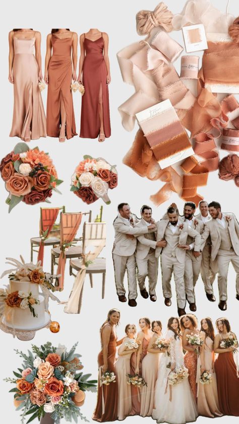 Sienna Color Wedding, Terracota Beach Wedding, Terracota And Champagne Wedding, Wedding Color Schemes Champagne, Terracotta And Champagne Wedding, Terracota Wedding Color Scheme, Terracotta Color Scheme Wedding, Desert Rose Wedding Colors, Cinnamon Wedding Color Scheme