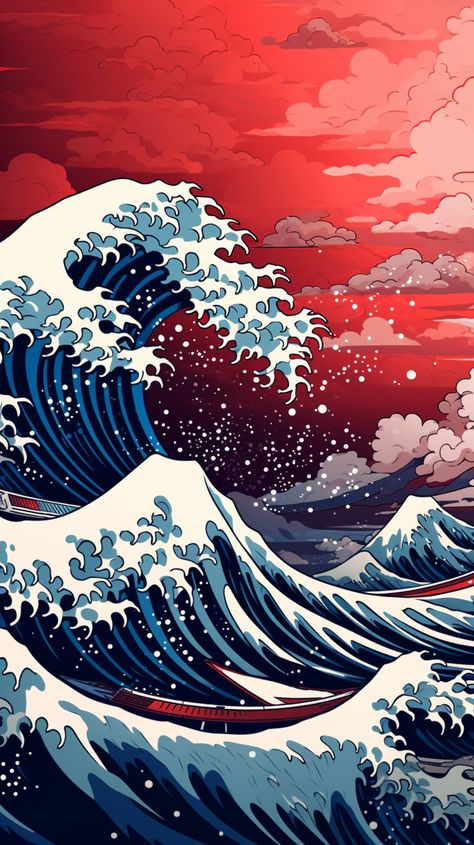 #background #wallpaper Wave Of Kanagawa, Inktober 2023, Japanese Pop Art, Japanese Wave, Abstract City, The Great Wave, Artist Custom, Great Wave Off Kanagawa, Digital Art Printables