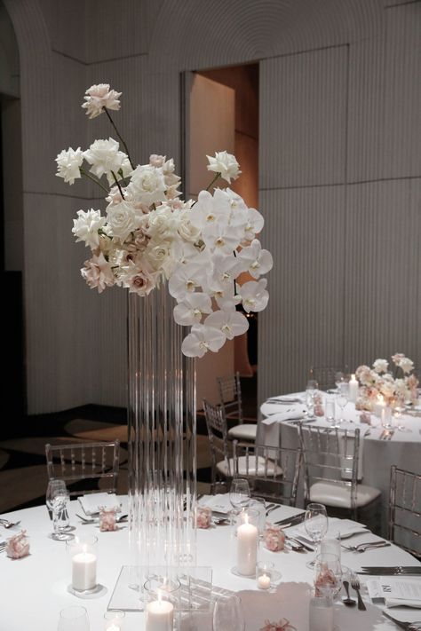 White Orchid Centerpiece, Modern Wedding Centerpieces, Orchid Centerpieces, Modern Centerpieces, Tall Wedding Centerpieces, Modern Wedding Flowers, Tall Centerpieces, Wedding Decor Inspiration, Sydney Wedding