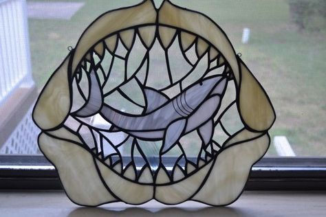 Shark Research, Shark Decor, Instruções Origami, Cute Shark, Glass Fish, Stained Glass Designs, Shark Week, White Sharks, Great White Shark