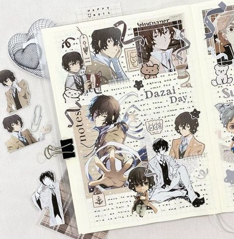 Anime Letter Aesthetic, Dazai Journal Ideas, Journal Anime Aesthetic, Anime Diary Ideas, Anime Journaling Ideas, Anime Scrapbook Printable, Dazai Journal, Anime Journal Cover, Aesthetic Anime Journal