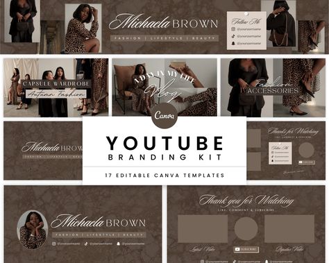 YouTube Channel Branding Kit: Luxe Canva Templates. Get stunning intro, outro, banner, thumbnails for your YouTube channel. #youtube #youtubechannel #youtubebranding . #Youtube_Channel_Banner #Youtube_Branding_Kit #Thumbnail_Template #Channel_Banner Thumbnail Youtube Inspiration, Youtube Channel Banner, Youtube Branding Kit, Channel Banner, Thumbnail Template, Youtube Branding, Lifestyle Coach, Channel Branding, Youtube Design