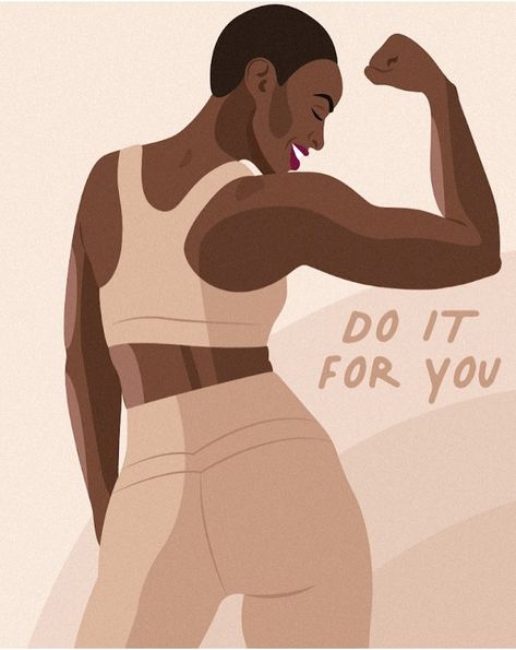 Cartoon Workout Aesthetic, Workout Art Aesthetic, Fitness Digital Art, Active Black Women, Fitness Vision Board Black Women, Work Out Illustration, Vision Board Pictures Health And Fitness, Healthy Woman Images, Vision Board Pictures Fitness Black Women