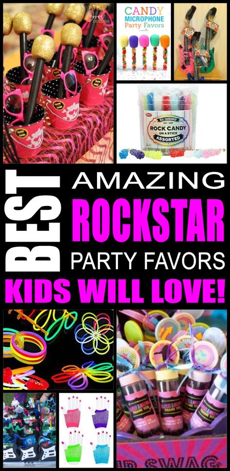 Fun rockstar party favor ideas that kids, tweens and teens will love. Try these simple diy rockstar party favors for boys and girls. Here are some easy gift bags, treat bags and more birthday ideas to say thank you to the friends of that special birthday child. Diy Gifts For Teens, Rock Star Party Favors, Rock And Roll Birthday Party, Prek Graduation, Rockstar Party, Music Birthday Party, Rock And Roll Birthday, Music Cakes, Rockstar Birthday