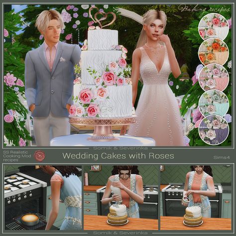 Sims 4 Wedding Cake, Wedding Cakes With Roses, Cakes With Roses, Wedding Cake Roses, Sims 4 Cc Shoes, Wedding Cake Recipe, Roses Design, Tumblr Sims 4, Fashion Design Collection