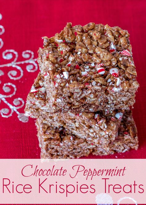 Chocolate Peppermint Rice Krispies Treats...perfect for the holidays!  {and they're allergy friendly too} Rice Krispies Treat, Peppermint Cocoa, Krispie Treats Recipe, Rice Krispies Treats, Krispies Treats, Cereal Treats, Rice Crispy Treats, Rice Krispie Treats, Crispy Treats