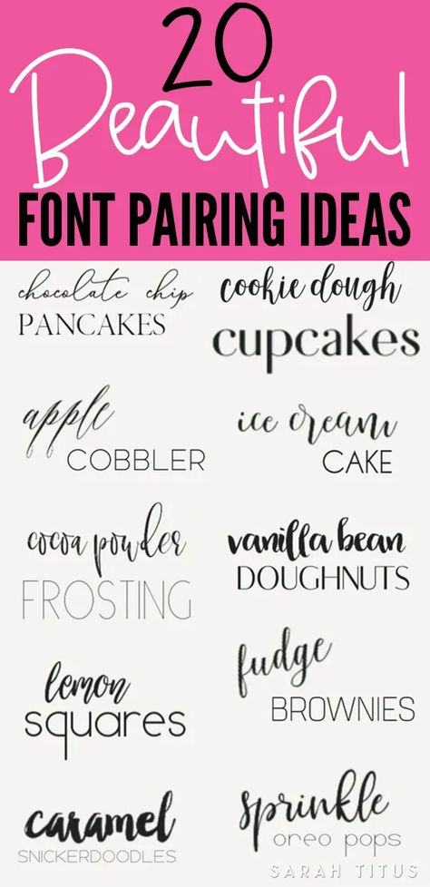 20 Gorgeous Font Pairing Ideas to Help You Design Amazing Pintables, Cards, Wall Arts, Etc! #fontcombinations #fontpairings #fonts #handwrittenfonts Pairing Fonts Together, Creative Fabrica Font Pairings, Cricut Font Pairing, Font Pairing Ideas, Pairing Fonts, Letters Tattoo, Letters Ideas, Font Combination, Pairing Ideas