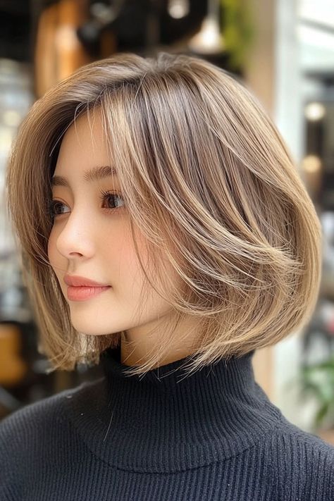 45 Chic Layered Bob Haircuts : Classic Bob with Soft Subtle Layers Above The Shoulder Haircuts, Medium Length Styles, Styles For Fine Hair, Fall Haircuts, Shoulder Haircut, Subtle Layers, Subtle Blonde Highlights, Light Blonde Highlights, Layered Bob Haircuts