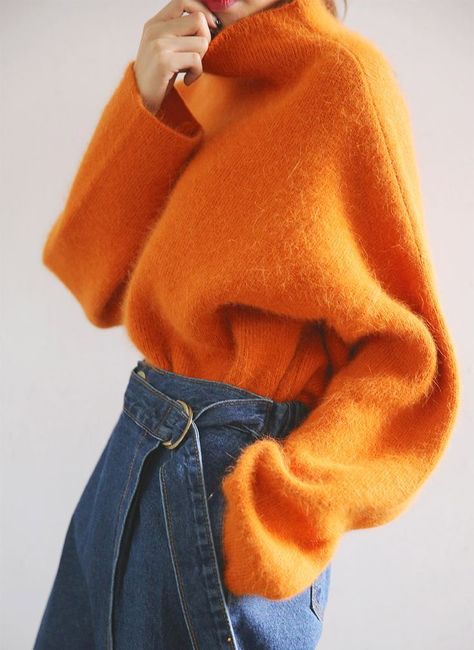 Funnel Neck Sweater (Orange) | STYLENANDA Fitness Lady, Orange Pullover, Orange Sweater, Funnel Neck Sweater, Mode Inspo, Fall Collection, Inspiration Mode, Looks Style, Mode Inspiration