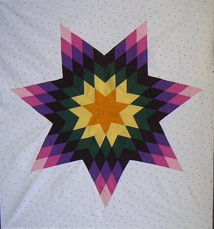 7 point star quilt pattern | Fluffy's Compleat Boutique: Announcing: 7-Point Cherokee Star Quilt ... 7 Point Star Quilt Pattern, Cherokee Quilt Patterns, Cherokee Tattoos, Cherokee Symbols, American Quilts Patterns, Cherokee Art, Lone Star Quilt Pattern, Native American Quilt, Quilt Backs