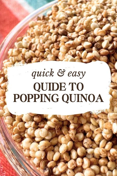 Unleash the potential of popped quinoa! Dive into our guide, mastering the art of toasting for a nutty crunch. Elevate sweet and savory recipes with this quick, easy technique, infusing dishes with extra nutrients and irresistible texture. Your culinary adventures just got a whole lot crunchier! Beans And Quinoa Recipes, Quick Evening Snacks, Quinoa Recipes Sweet, How To Pop Quinoa, What To Make With Quinoa, Quinoa Crunch, Cooked Quinoa Recipes Desserts, Quinine Recipe, Crispy Quinoa Recipes