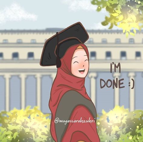 Muslimah Cartoon Aesthetic, Dentist Cartoon, Graduation Cartoon, Graduation Art, Islamic Cartoon, Anime Muslim, Hijab Cartoon, Cute Muslim Couples, Islamic Artwork