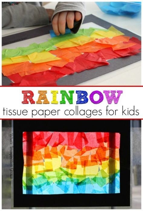 Stained Glass Rainbow, Easy Preschool Crafts, Spring Rainbow, Rainbow Craft, Paper Rainbow, Rainbow Activities, Spring Art Projects, Tissue Paper Crafts, Preschool Craft