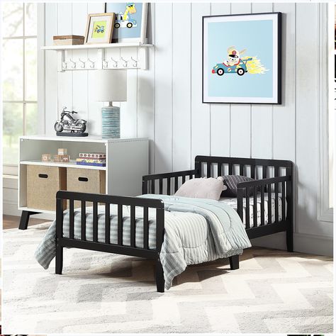 Suite Bebe Jax Toddler Bed in Black Black Toddler Bed, Modern Toddler Bed, Kids Platform Bed, Kid Bed, Big Kid Bed, Toddler Beds, Bedroom Black, Bed Lights, Toddler Furniture